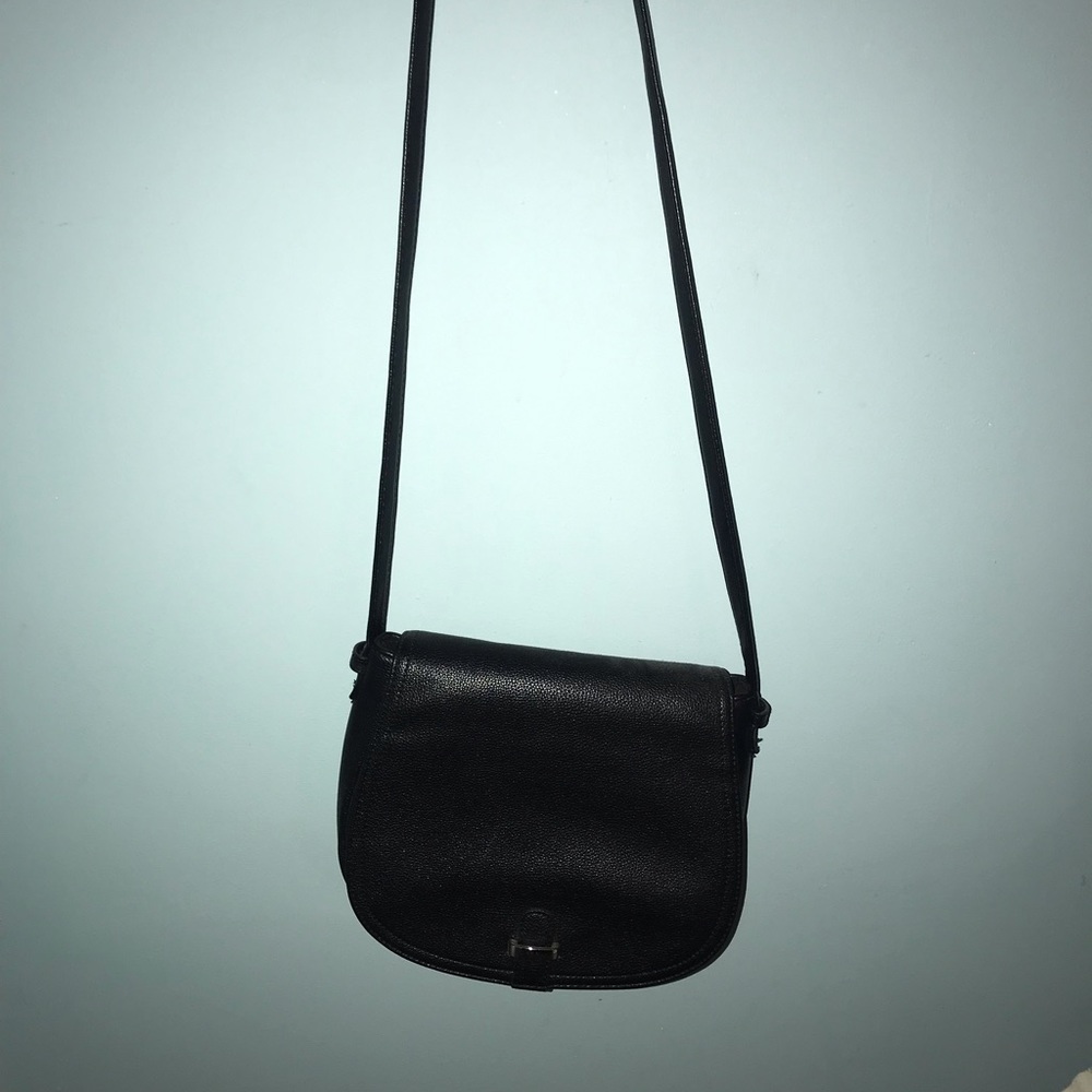 Black cross body leather bag